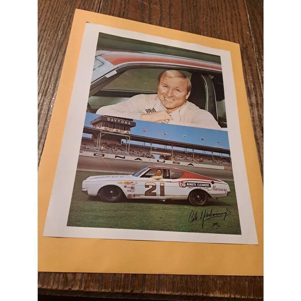 Vintage Cole Yarborough NASCAR Promo Photo 8.5x11 #21 Mercury 66 Minute Daytona